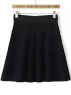 Romwe High Waist Screw Thread Knit Black Skirt