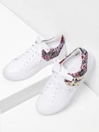 Romwe Calico Pattern Pu Sneakers With Studded