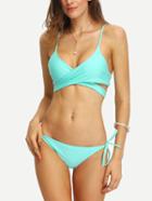 Romwe Cross Wrap Side-tie Bikini Set