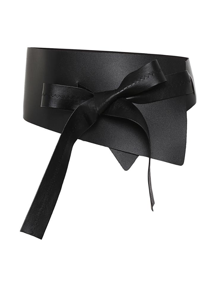 Romwe Bow Tie Asymmetrical Corset Belt