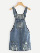 Romwe Ripped Overall Denim Dress