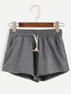 Romwe Grey Marled Knit Drawstring Shorts
