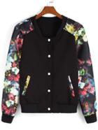 Romwe Florals Buttons Pockets Jacket