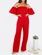 Romwe Bardot Flounce Design Jumpsuit