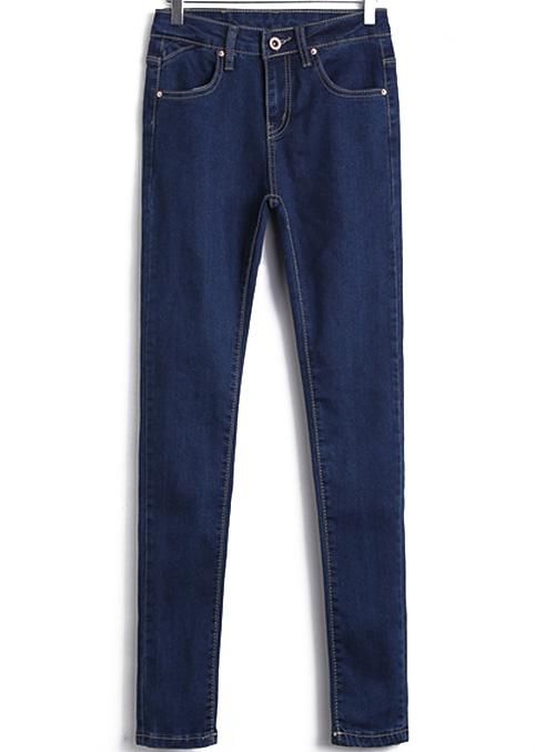 Romwe Mid Waist Slim Denim Pencil Pant