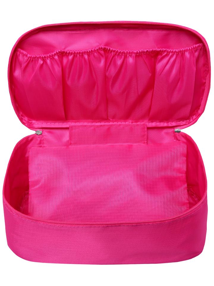 Romwe Hot Pink Zipper Multifunctional Wash Bag