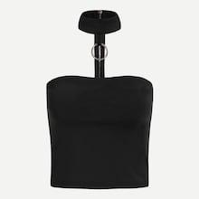 Romwe Zip-up Solid Top