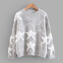Romwe Star Panel Drop Shoulder Sweater