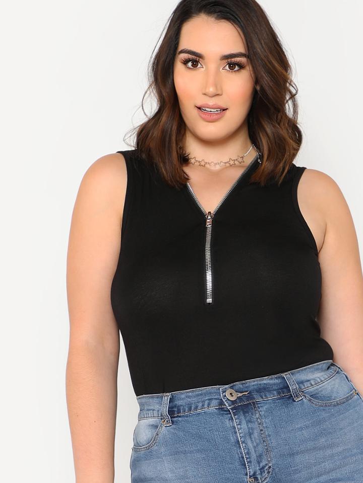 Romwe Zip Neckline Tank Top