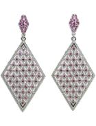 Romwe Red Diamond Silver Dangle Earrings