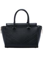 Romwe Black Zipper Striped Pu Bag