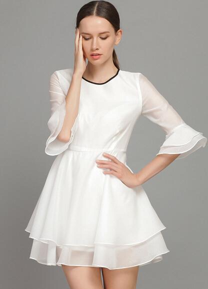 Romwe Flouncing Half Sleeve Dress