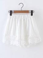 Romwe Contrast Lace Elastic Waist Shorts