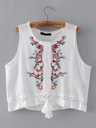 Romwe Contrast Lace Embroidery Sleeveless Top