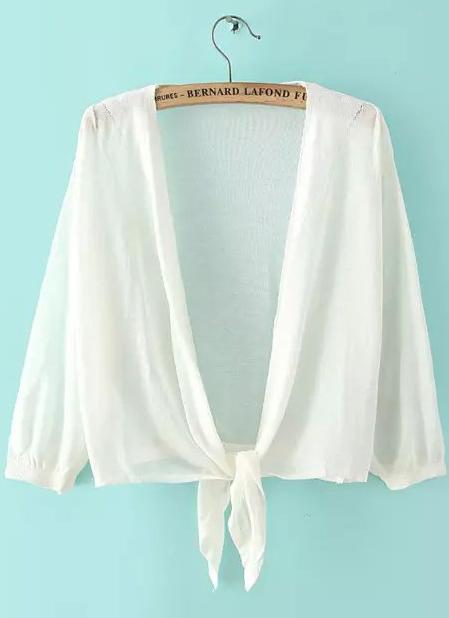 Romwe Long Sleeve Knit White Cardigan