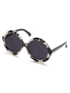 Romwe Black And White Frame Round Design Sunglasses