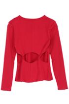Romwe Cut Out Back Red Basic Tee