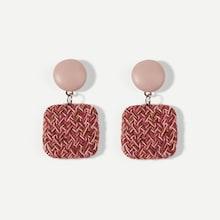 Romwe Braided Square Drop Earrings