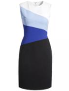 Romwe Black Blue Contrast White Round Neck Sleeveless Slim Dress