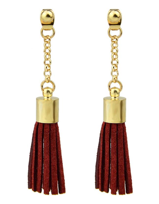 Romwe Red Long Tassel Drop Earrings