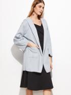 Romwe Pale Grey Dual Pocket Front Hooded Coat