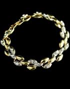 Romwe Gold Crystal Leaves Bracelet