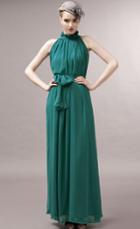 Romwe Stand Collar Off-shoulder Chiffon Turquoise Dress