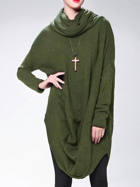Romwe Dropped Shoulder Seam Asymmetrical Dress With Scarf