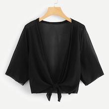 Romwe Chiffon Knot Hem Top