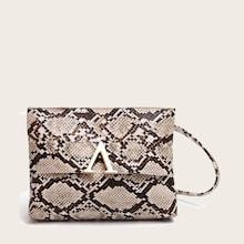 Romwe V Cut Snakeskin Print Bag