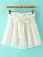 Romwe Lace Crochet Shorts With Self Tie