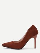 Romwe Faux Brown Suede Pointed Toe Pumps