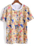 Romwe Orange Short Sleeve Simpson Print T-shirt