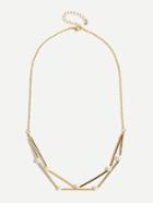 Romwe Faux Pearl & Bar Design Chain Necklace
