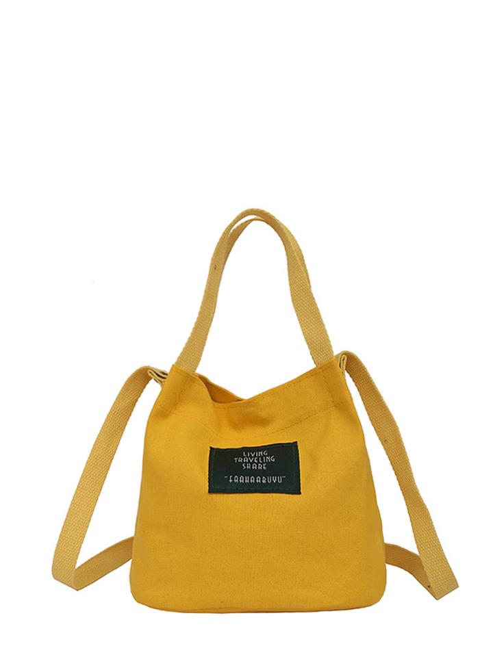 Romwe Simple Canvas Bucket Bag