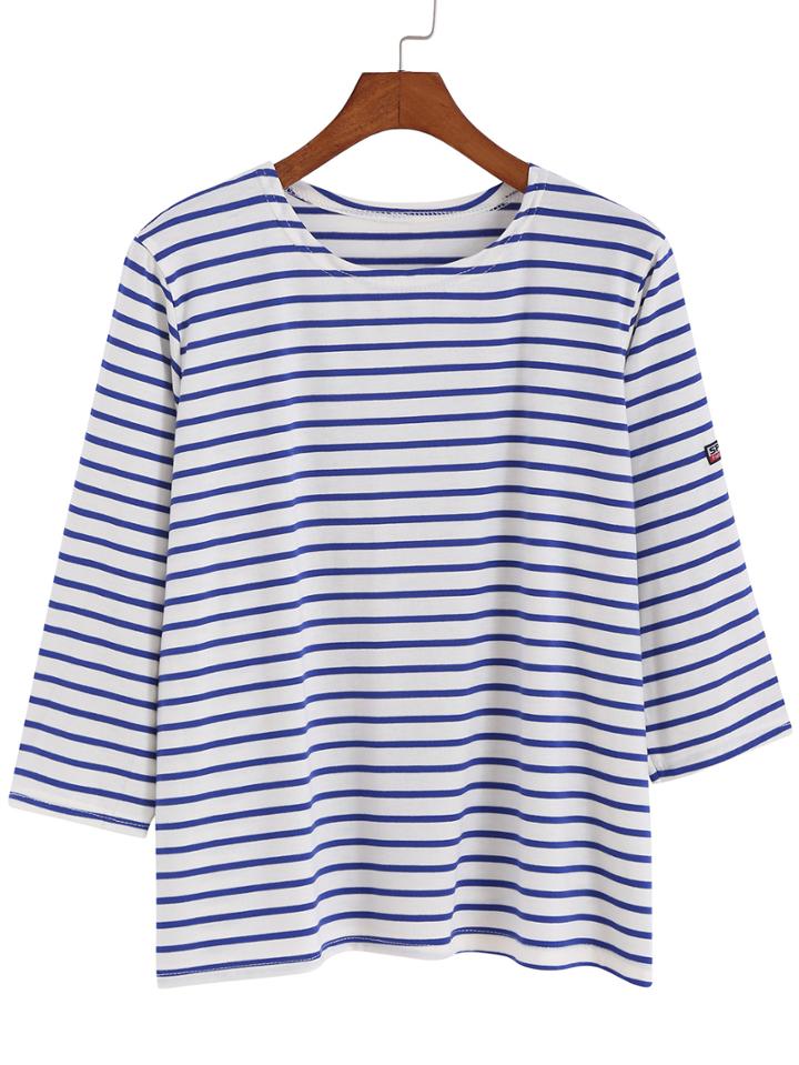 Romwe Half Sleeve Striped Loose T-shirt