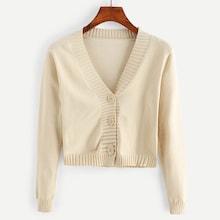 Romwe Single Breasted Solid Sweater