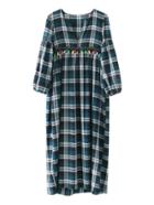 Romwe Tassel Detail Plaid Smock Dress