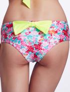 Romwe Multicolor Florals With Bow Bikini Pant