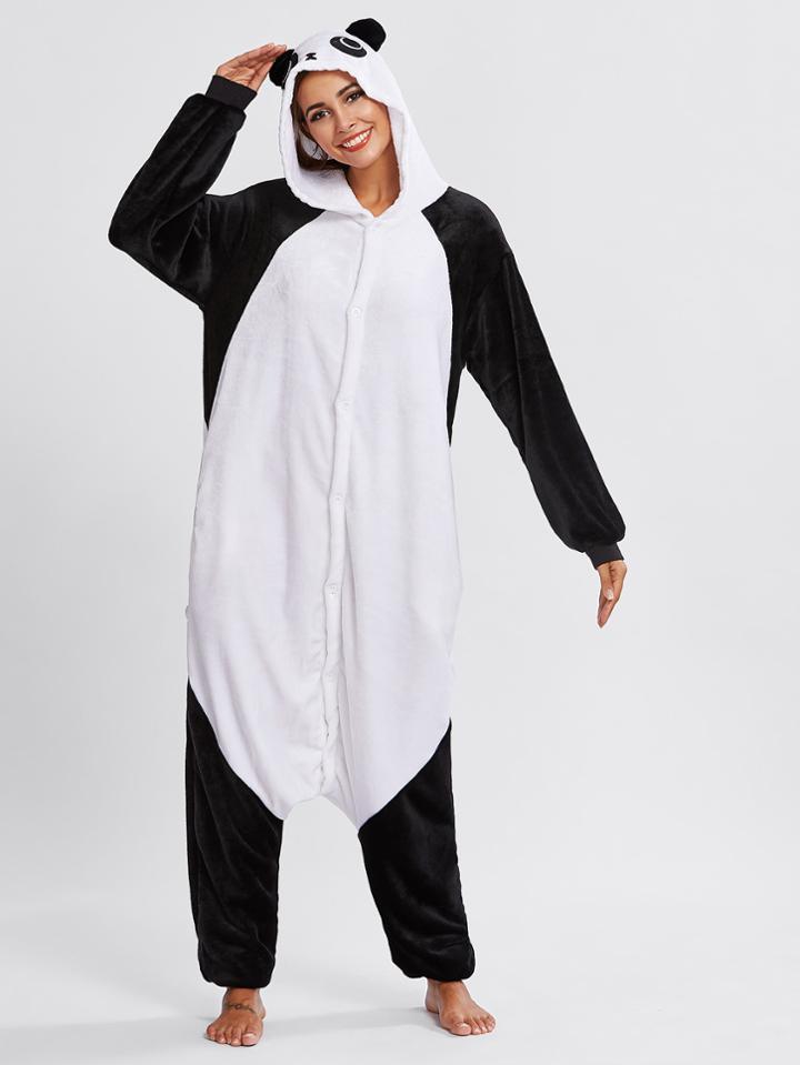 Romwe Drop Crotch Panda Pj Jumpsuit