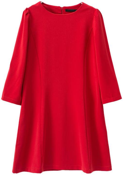 Romwe Back Zip Solid Red Loose Dress