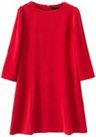 Romwe Back Zip Solid Red Loose Dress