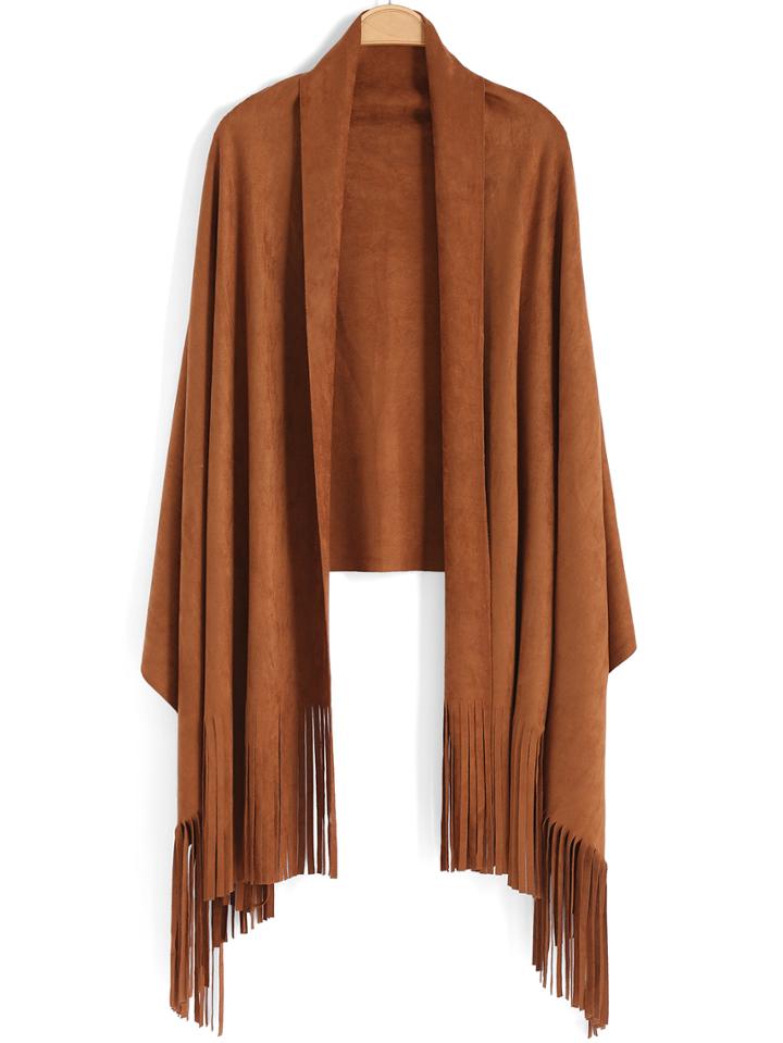 Romwe Tassel Suede Scarf
