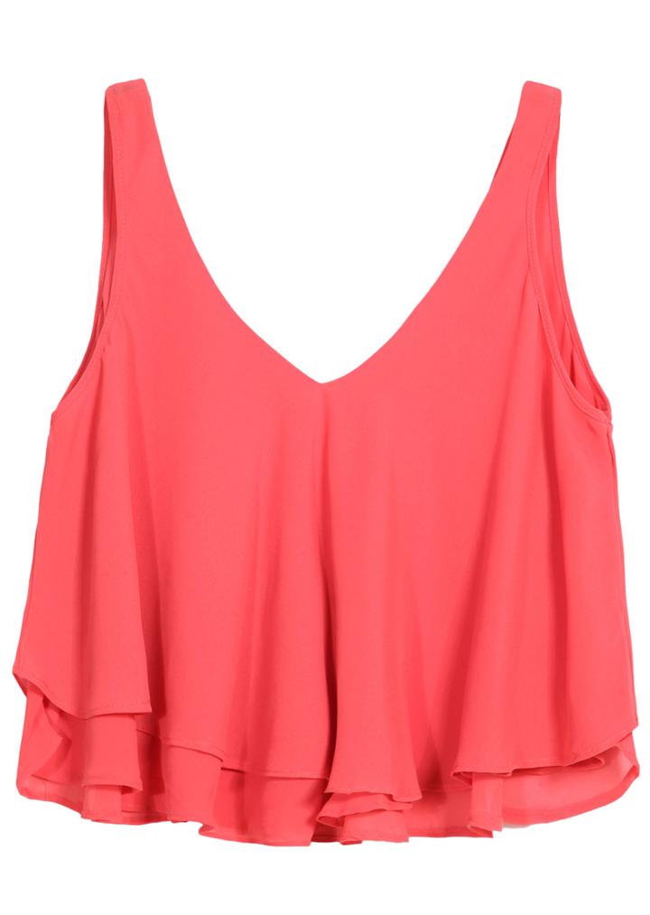 Romwe V Neck Flouncing Chiffon Vest