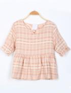 Romwe V Cut Plaid Orange Top