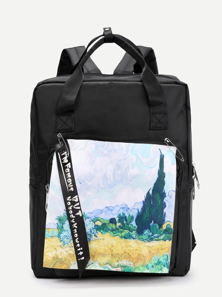 Romwe Nylon Backpack With Replaceable Cover