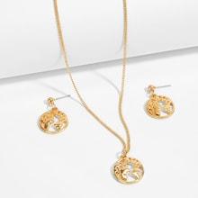Romwe Earth Design Pendant Necklace & Earrings