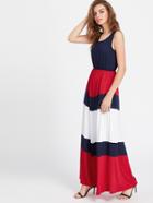 Romwe Color Block Full Length Tank Dress