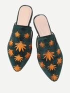 Romwe Insect Embroidery Flat Mules