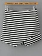 Romwe Black White Elastic Waist Striped Shorts